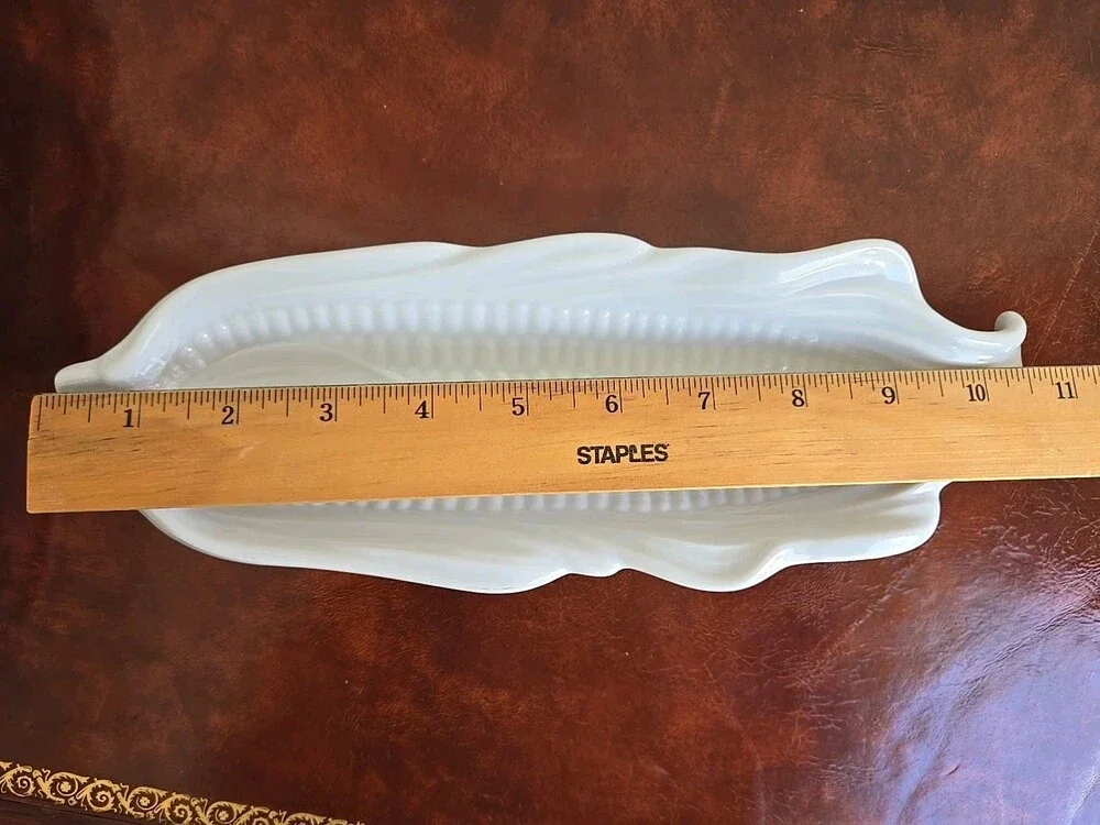 MCM Set Of 3 White Ceramic Corn On The Cob Plates Farmhouse Decor